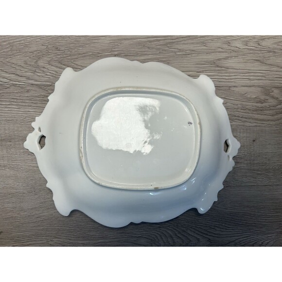 Vintage Porcelain Serving Dish Plate White With Floral Design Pattern - Picture 4 of 6
